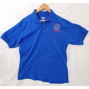 Mens XL Pinellas Outdoor Shooting Range WAC Blue Polo Shirt Gildan Dry Blend